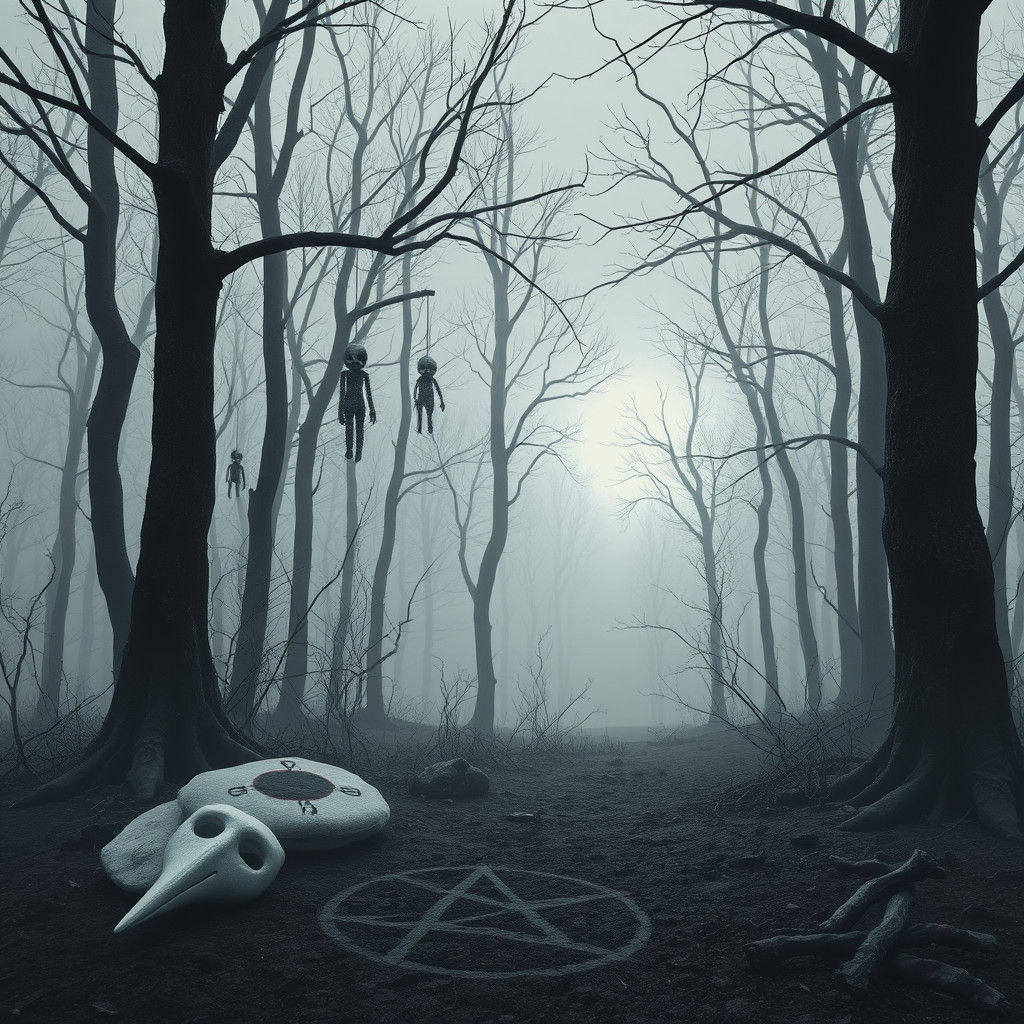 Ominous Forest Ritual in Dark Fantasy Style