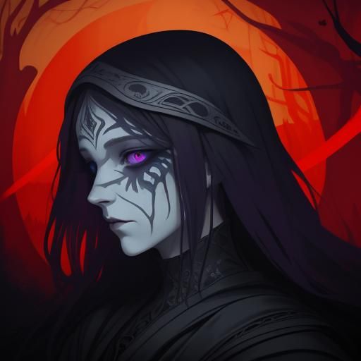 Blonde Woman in Swamp: Art Nouveau Dark Fantasy