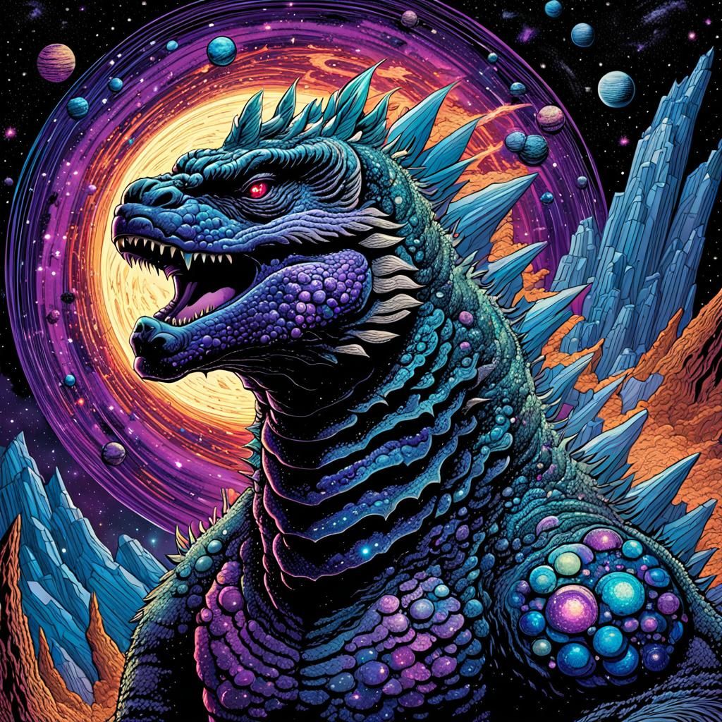 Cosmic Godzilla in Comic Book Style