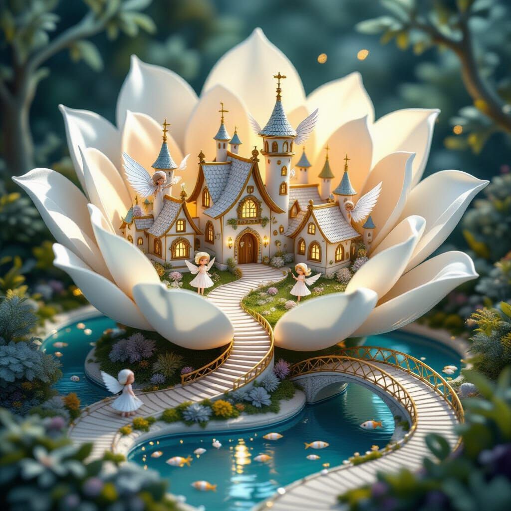 Magical Micro Town Inside Giant Flower