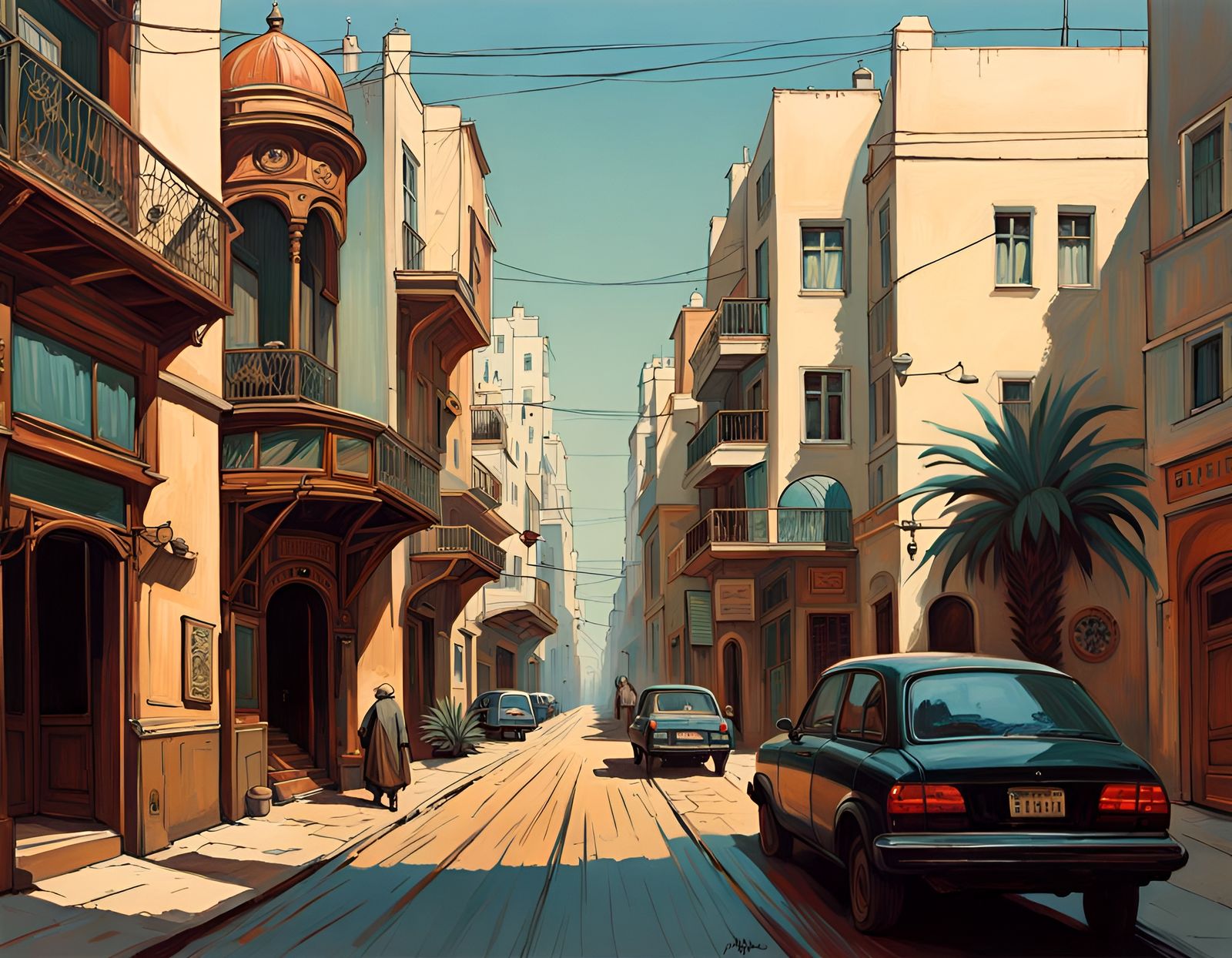 Tel Aviv Streets in Art Nouveau and Baroque Style