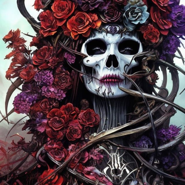 Ominous Medieval Sugar Skull in Cartoon-Art Fantasy