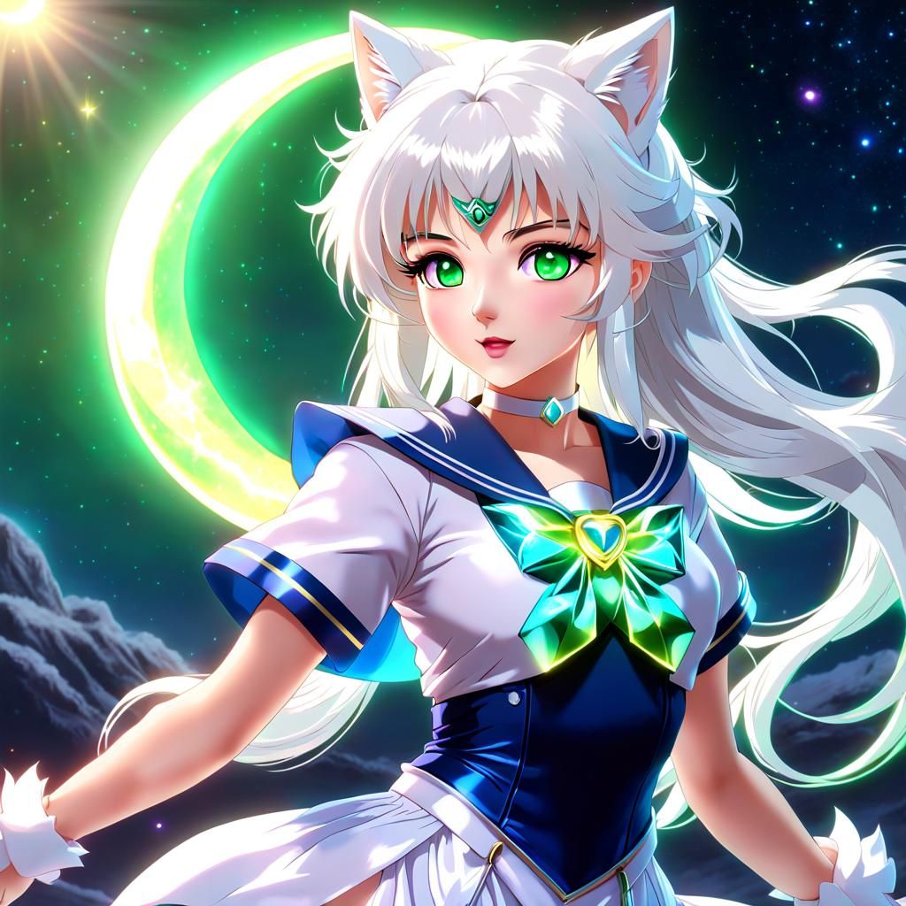 Anime Wolf Lady with Magical Sailor Outfit
