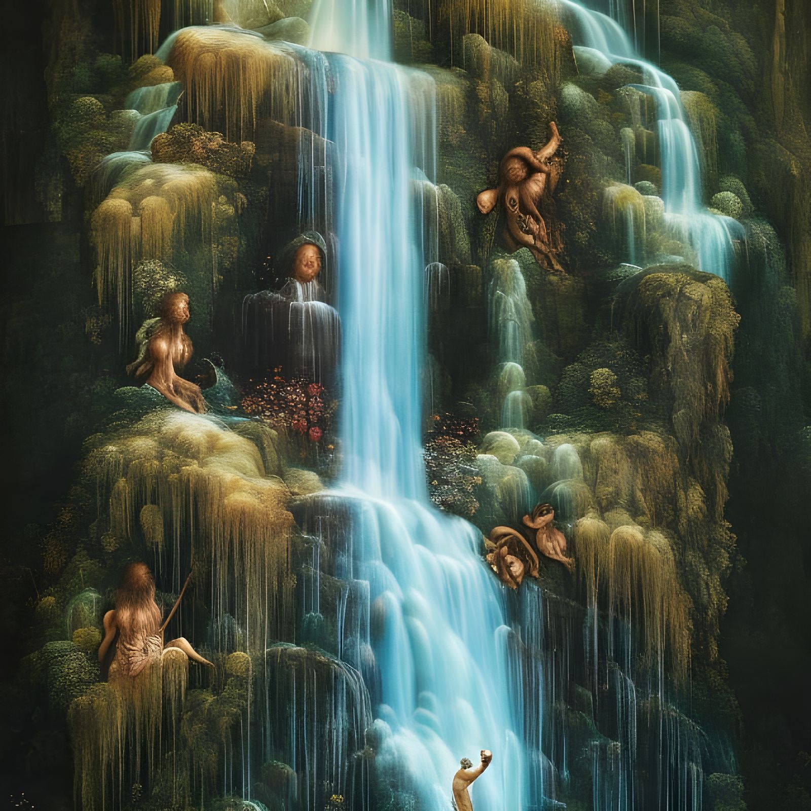 Magnificent Waterfall in Holographic Cinematic Style