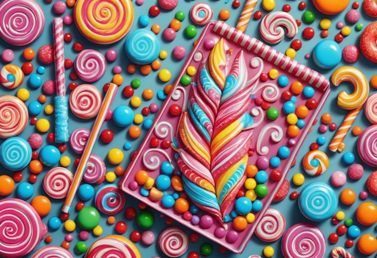 Whimsical Candyland Art in Hyperrealistic Style