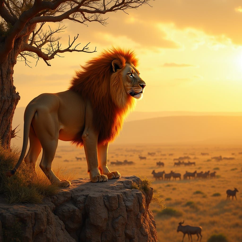 Regal Lion King of the Golden Savannah
