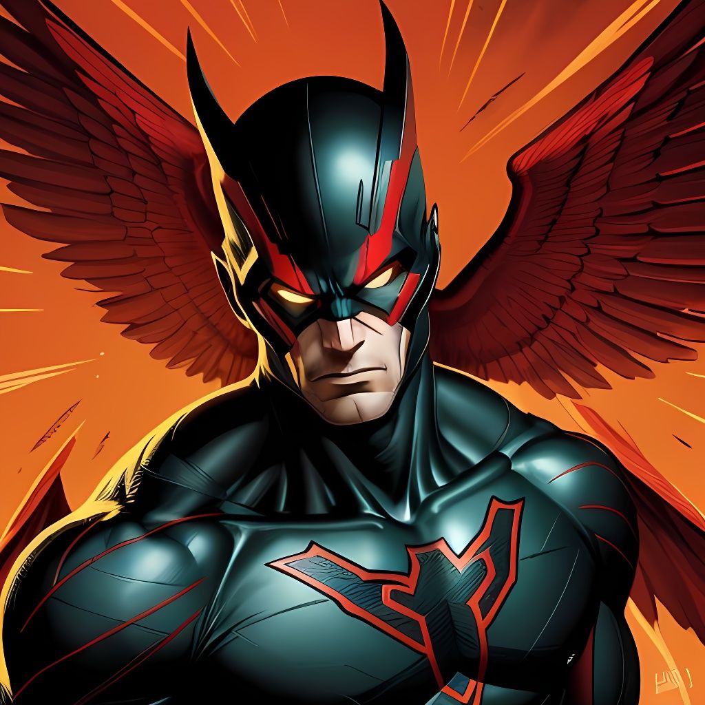 Superhero with Fiery Wings in Comic Book Art