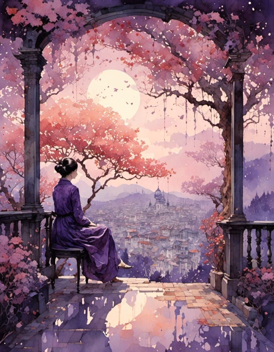 watercolor painting that conveys a sense of extreme loneline...