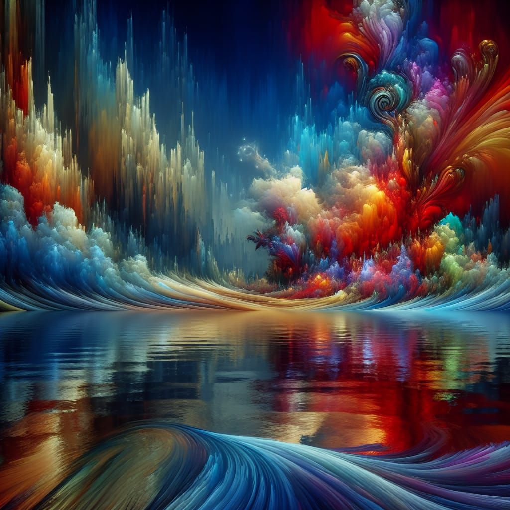 Fantastical Surreal Landscape in Deep Complementary Colors