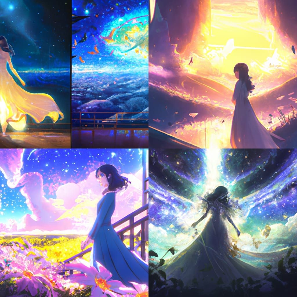 Goddess of Night and Day in Anime Style