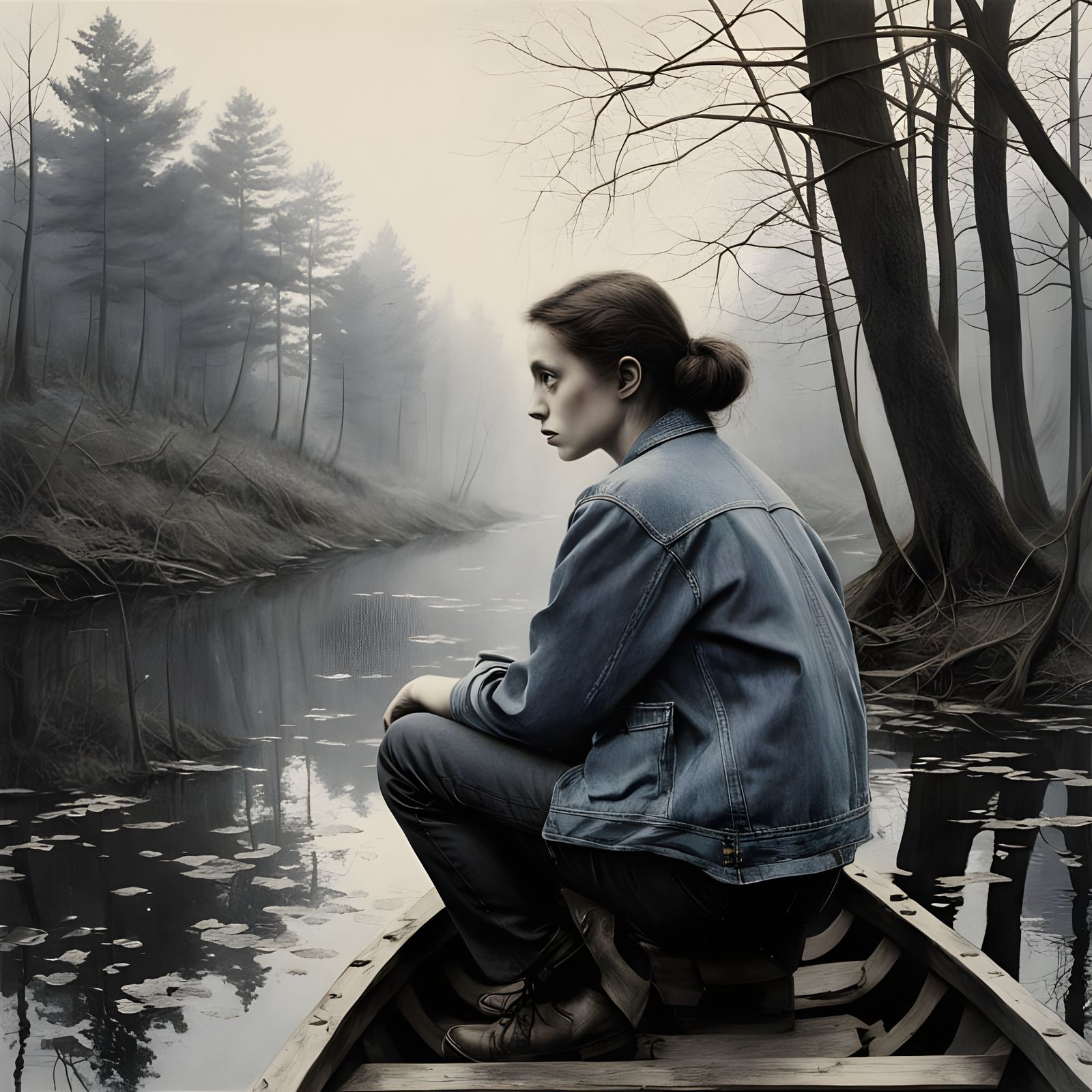 Sorrowful Riverbank Reflection