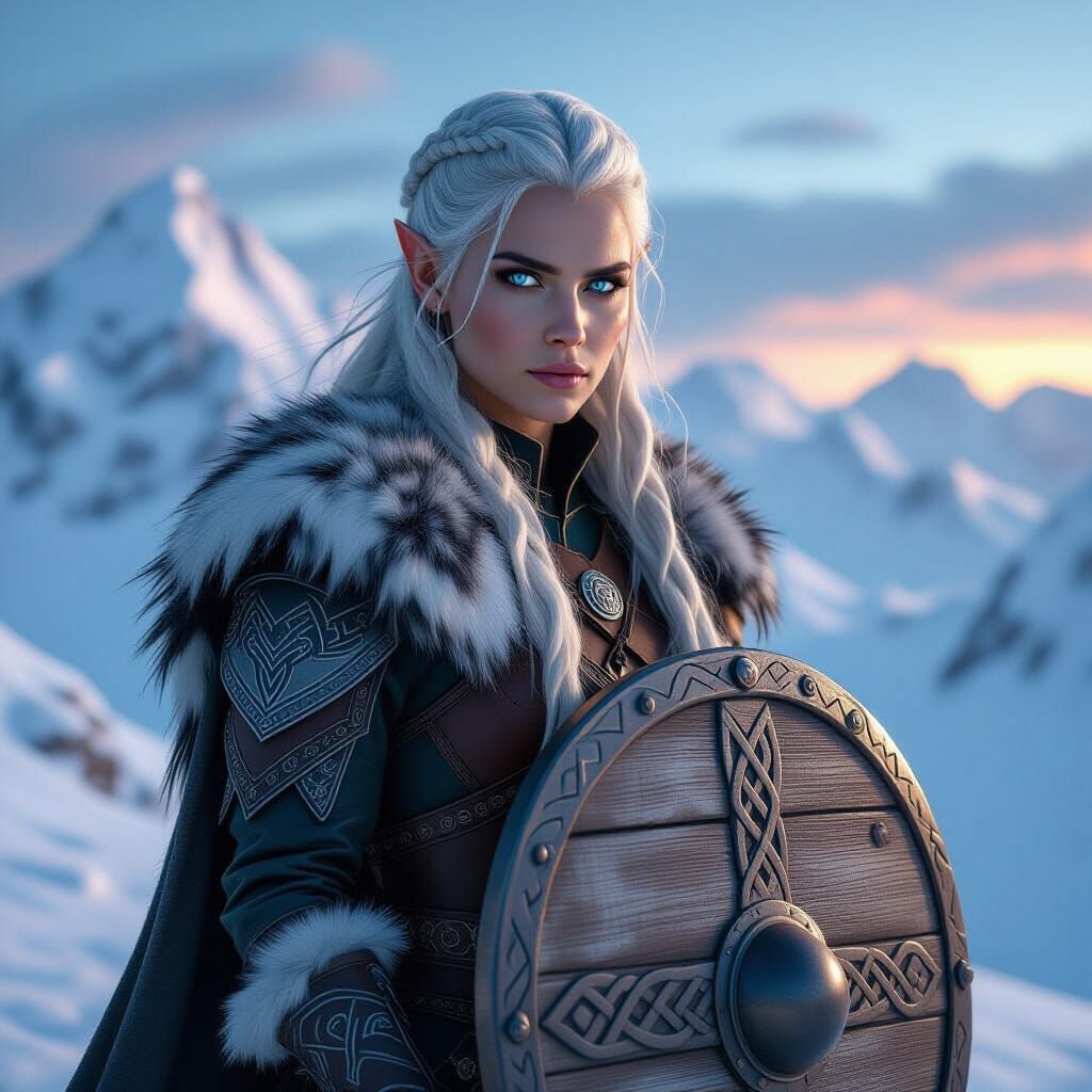 Elven Warrior on Snowy Peak