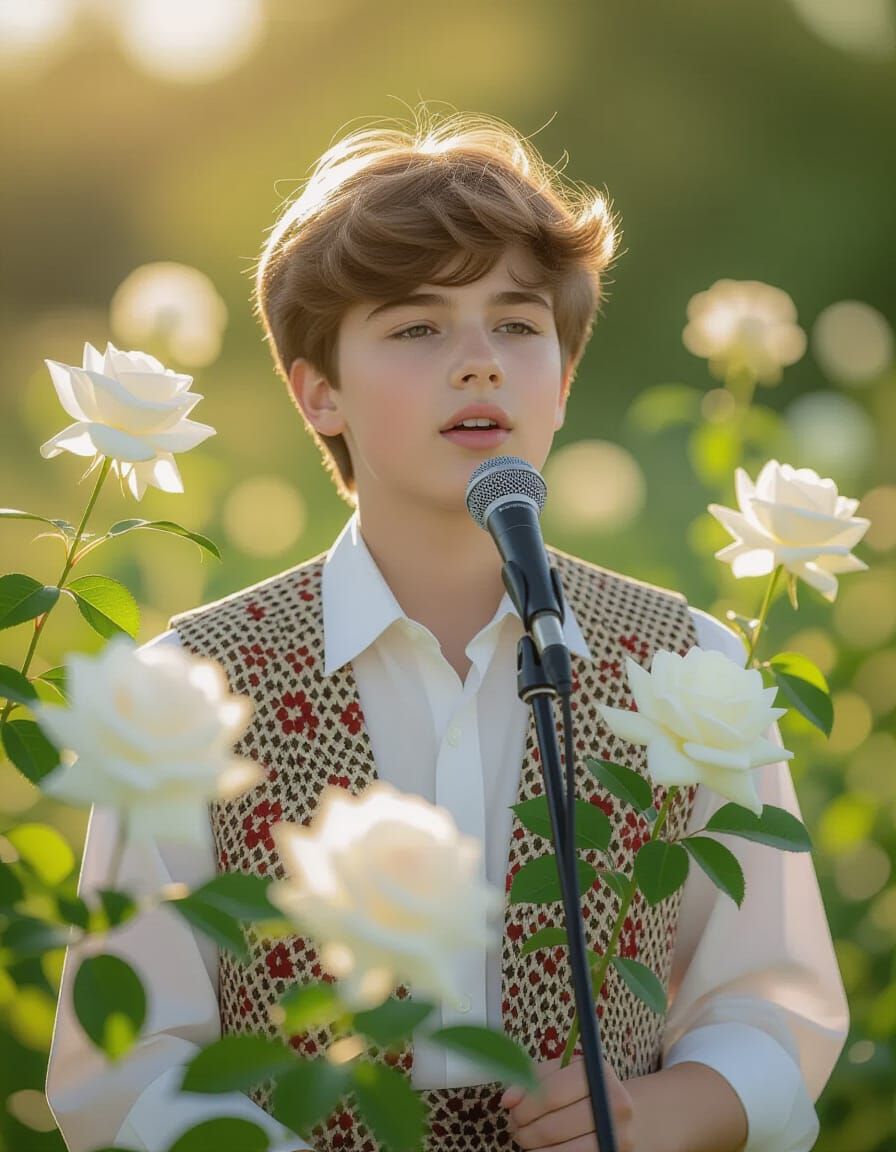 1990s Russian Teen Singer with White Roses