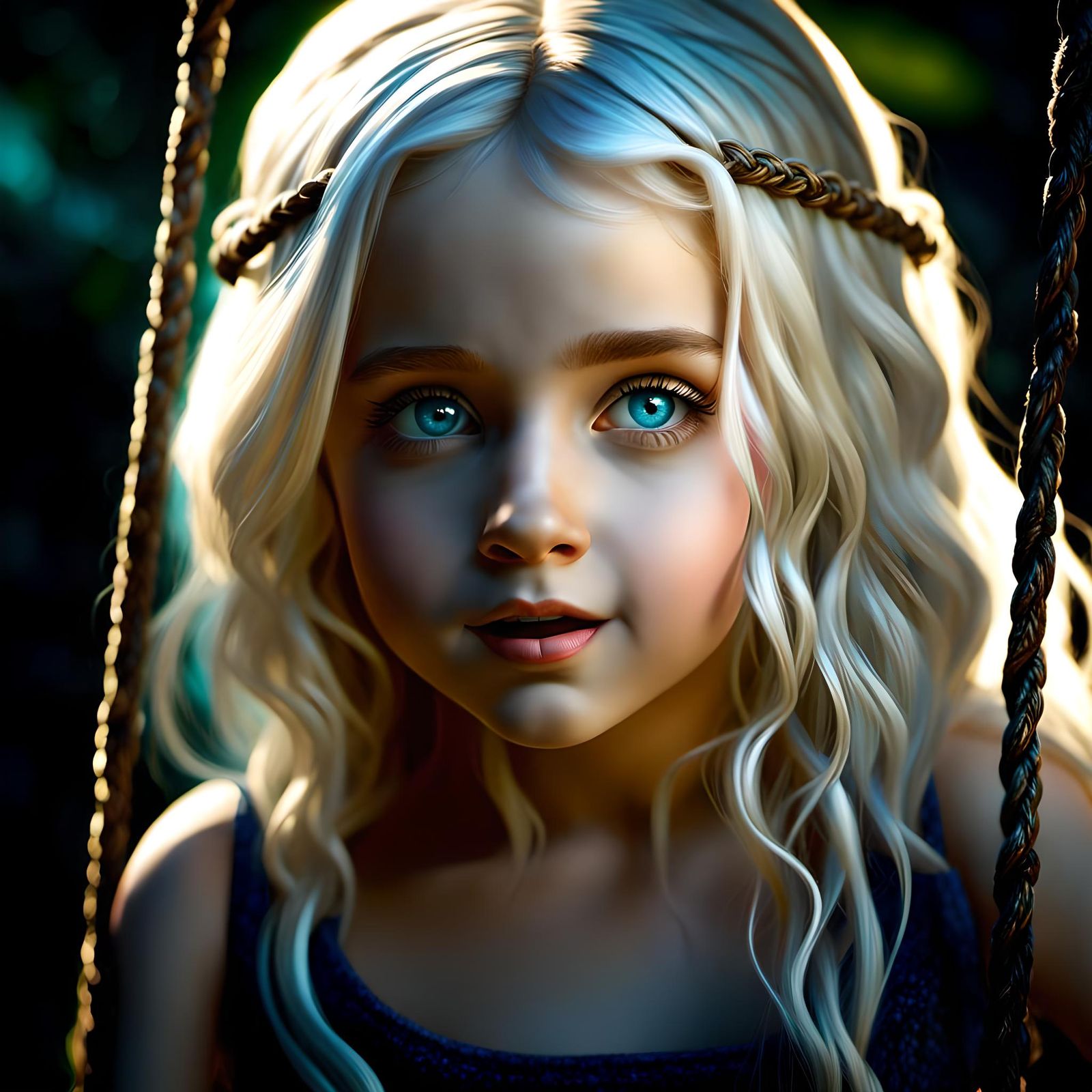 Hyperrealistic Portrait: Girl on a Rope Swing