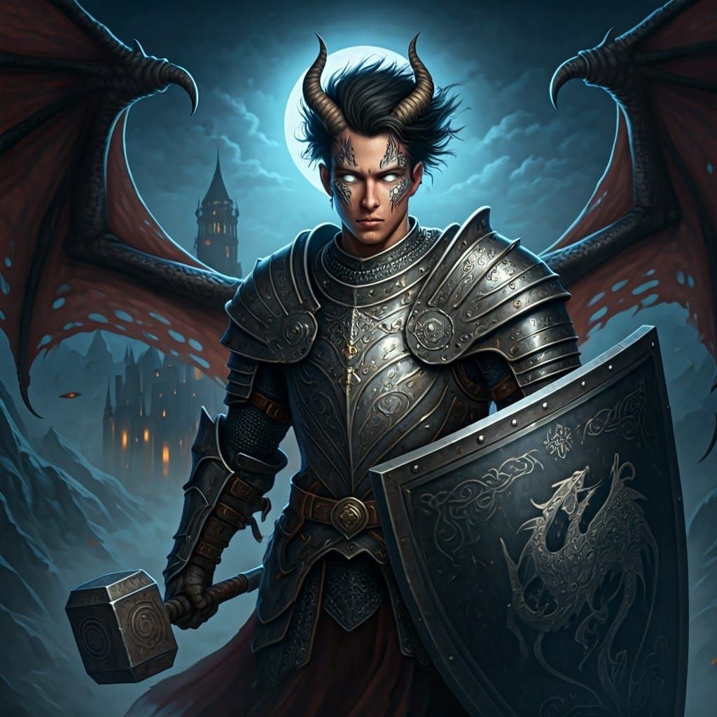 Knight of Legend with Dragon Scales and Ethereal Eyes