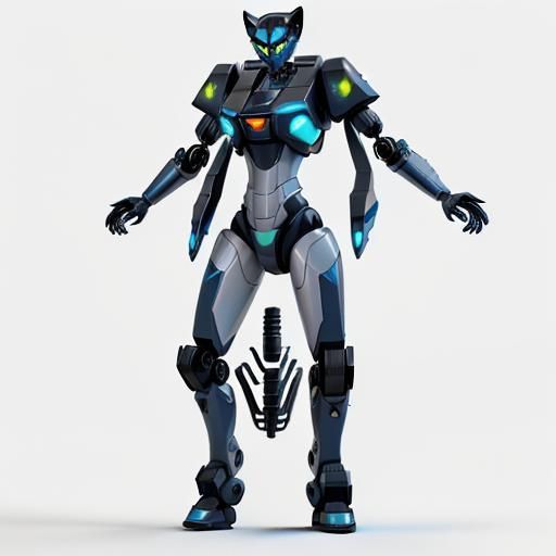 Cyberpunk Displacer Beast: Sleek Feline Robot