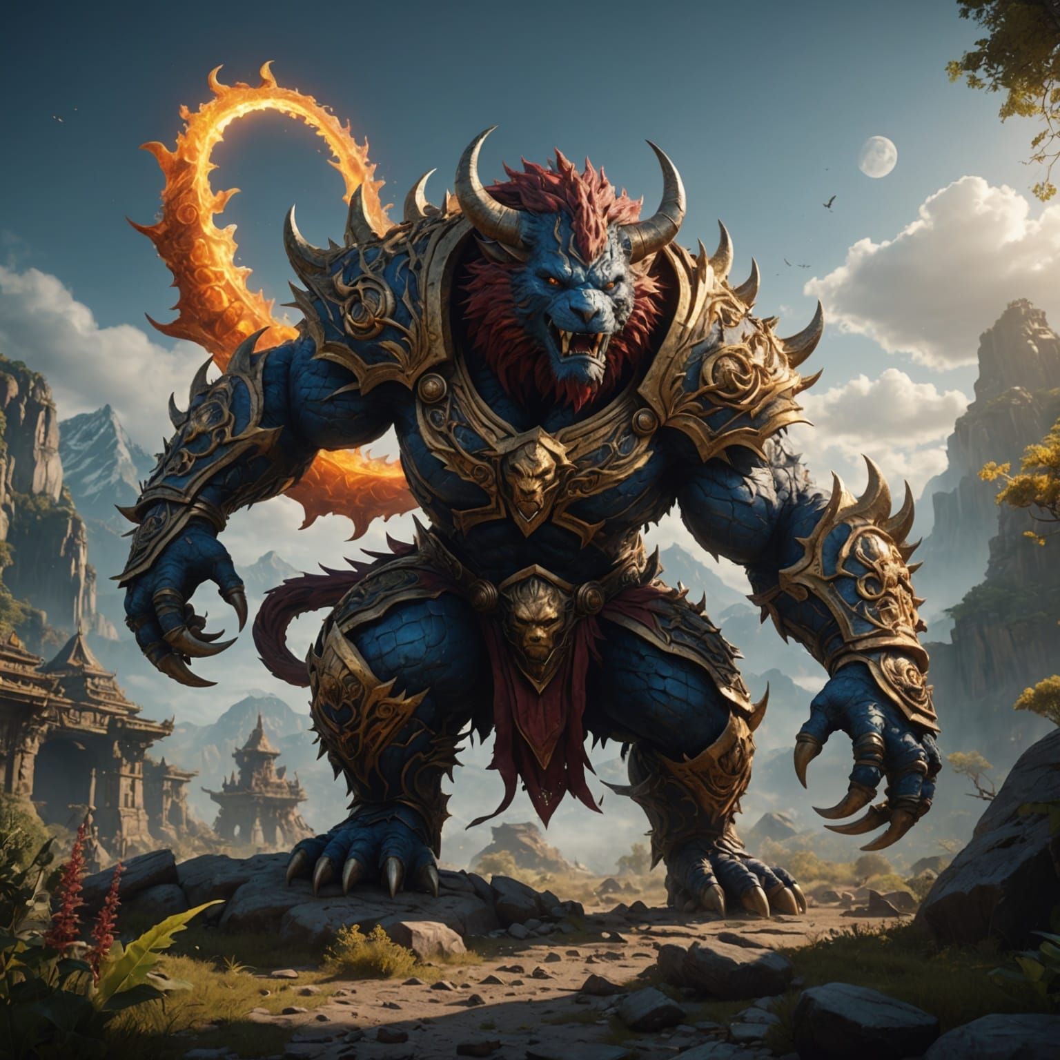 Sun Go Ku Beast Mode: Detailed Digital Art