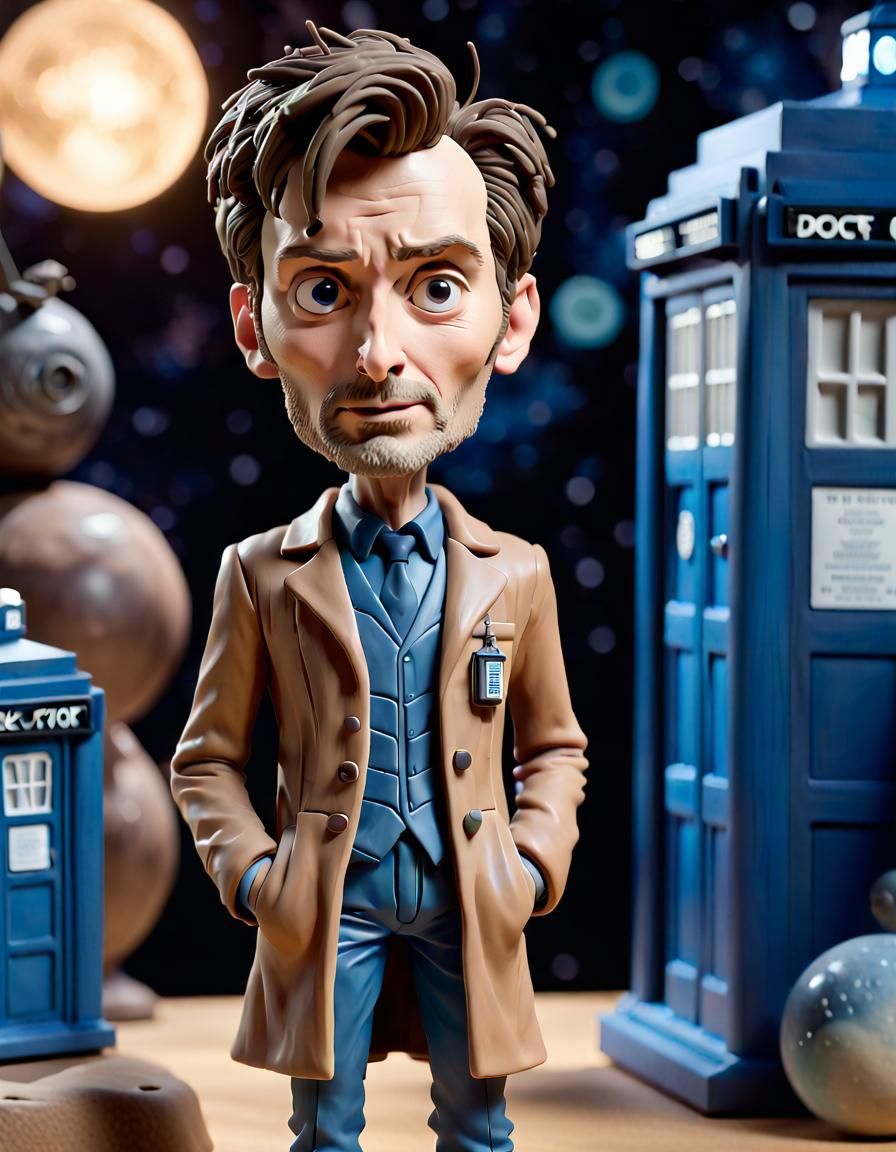 David Tennant's Doctor Bobblehead Figurine in CGI Style