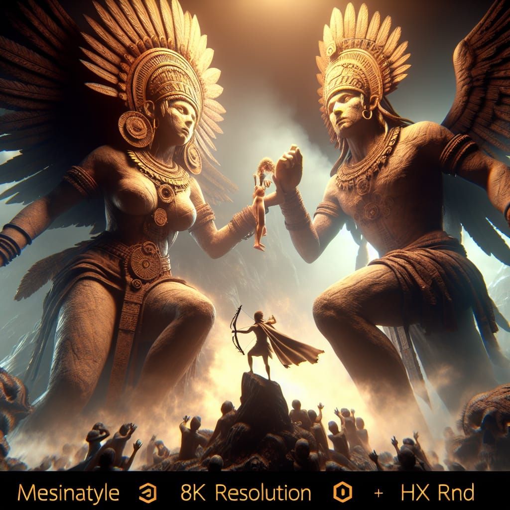 Atabey and Yúcahu: 3D Render of Taíno Deities