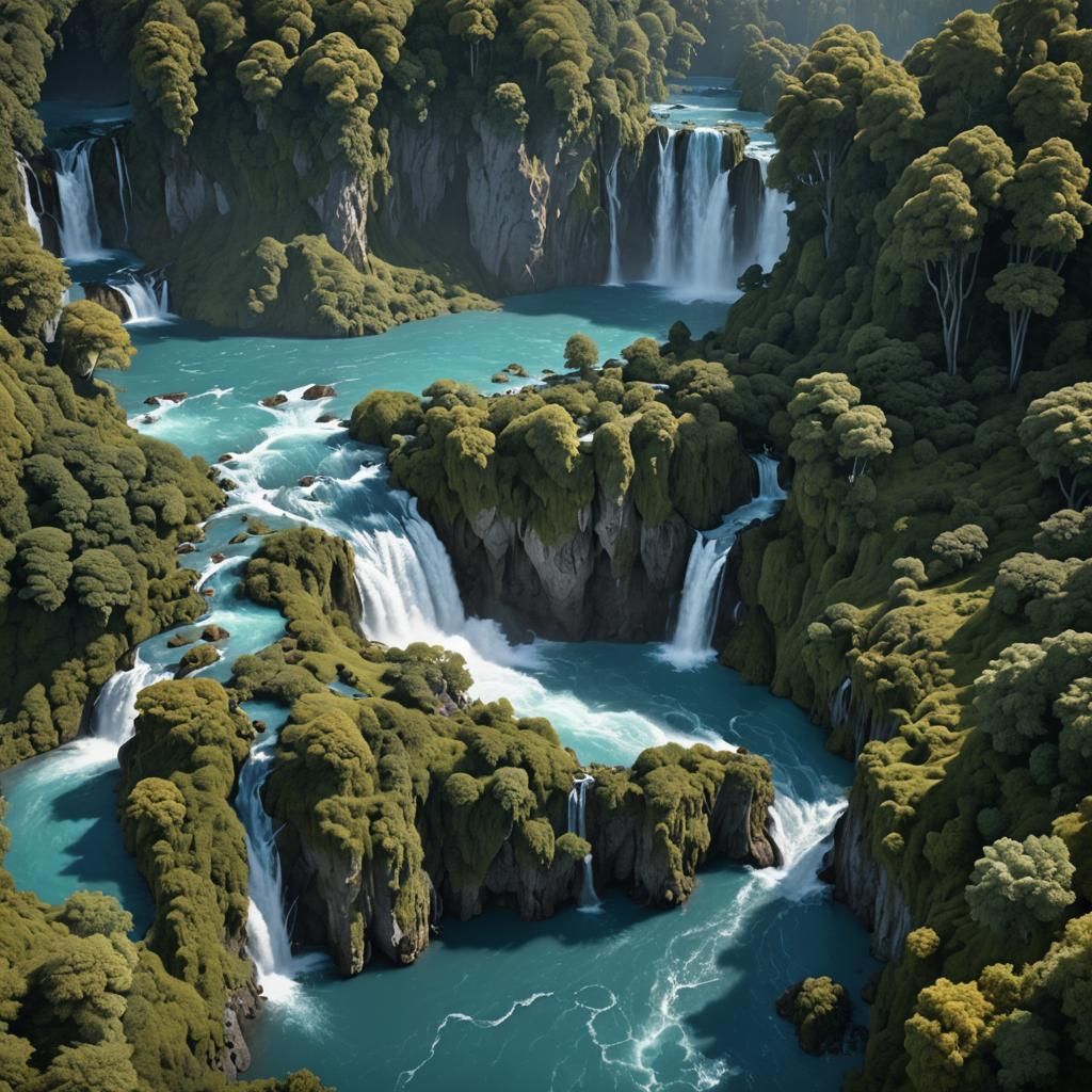 Fantastical Huka Falls Matte Painting in Deep Color