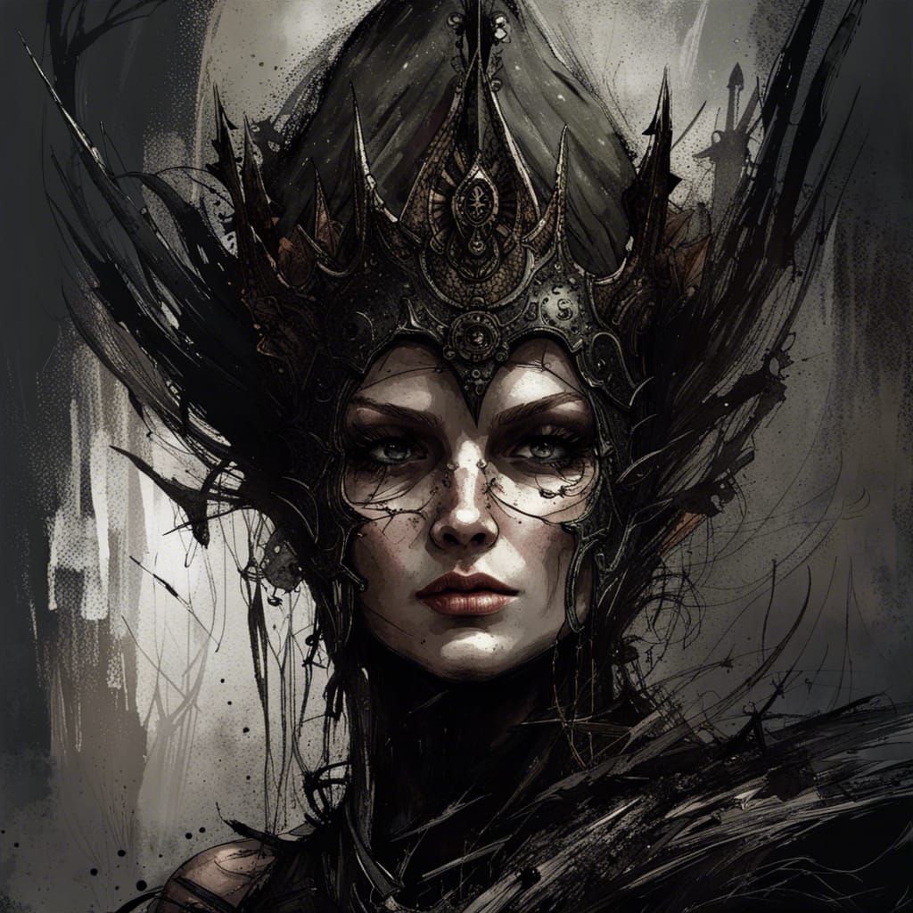 High Gothic Witch Portrait in Dark Fantasy Style