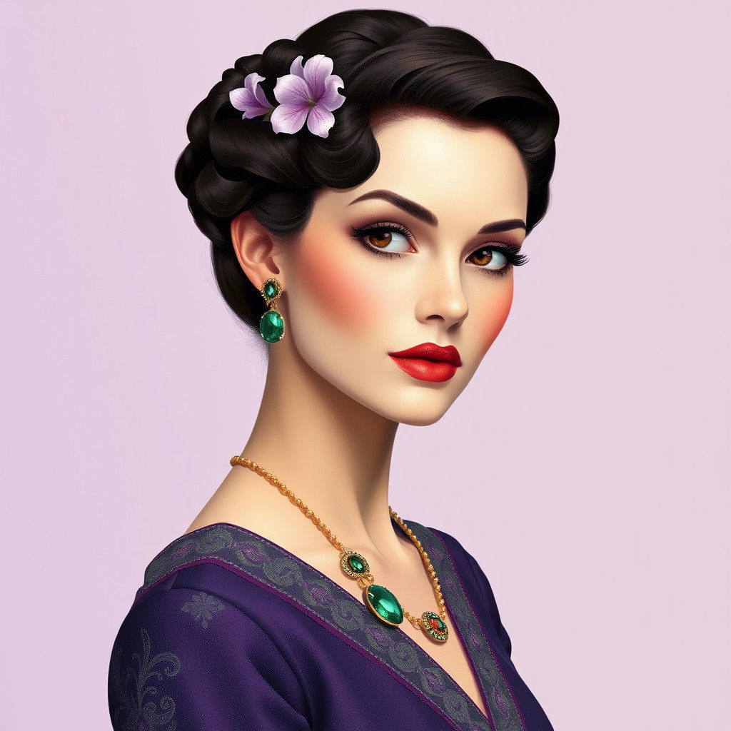 Elegant Woman in Lilac, Art Deco Style Portrait