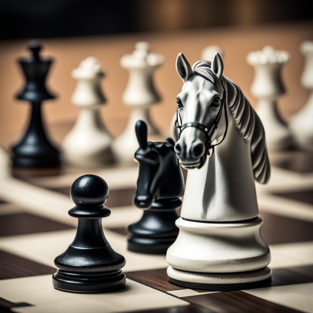 Chessboard: White Horse and Black Horse Photo