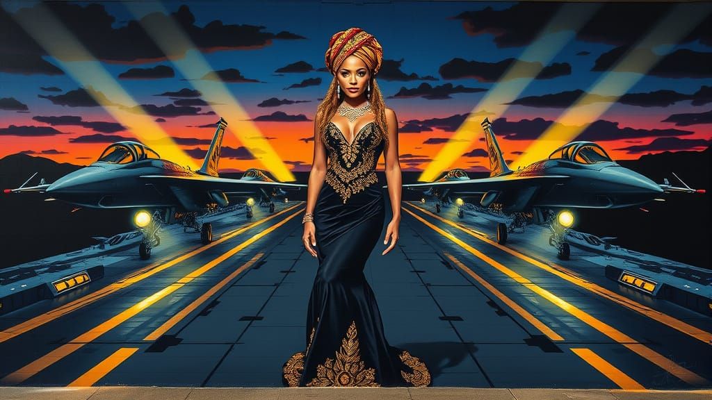 Shakira Street Art on Aircraft Carrier Flight Deck