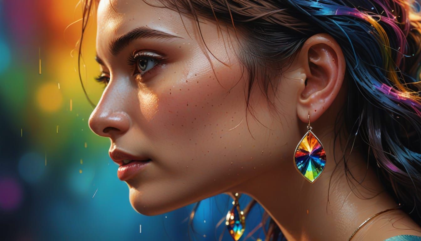 Hyperrealistic Earring Shines in Vibrant Colors
