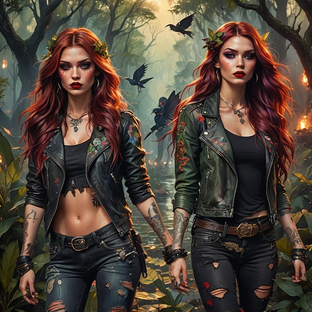 Rocker Fairy Women Portrait in Splash Art Style