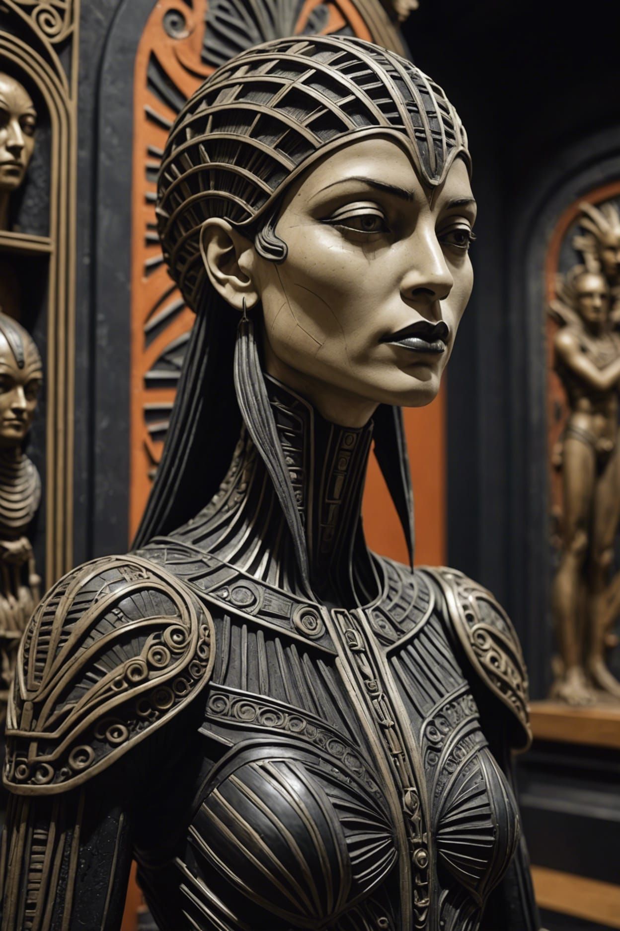 Art Deco Xiuhcoatl Sculpture in Alien Museum
