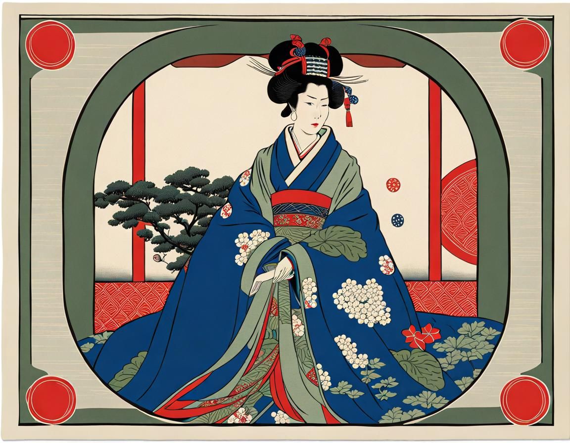 Ukiyo-e Queen of Playing Cards