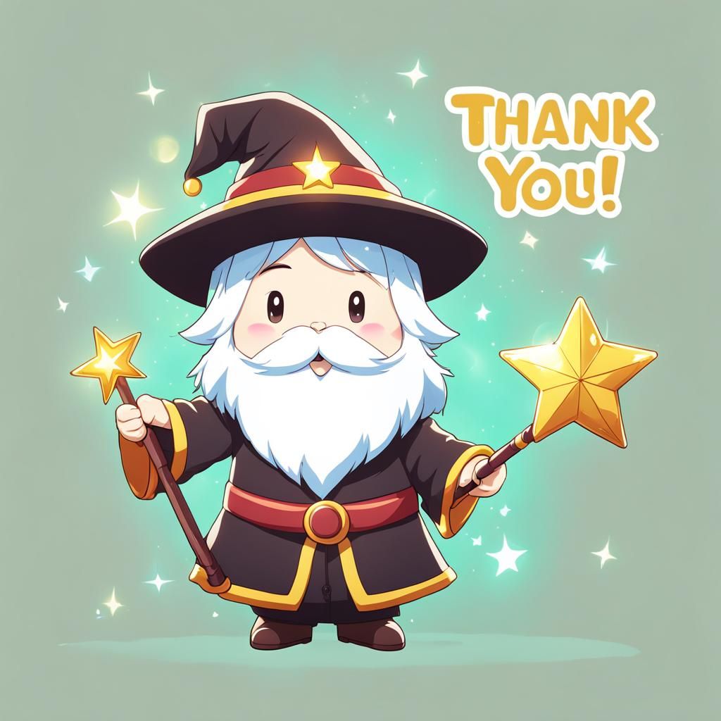 Anime Wizard Says Thank You with Magic Wand