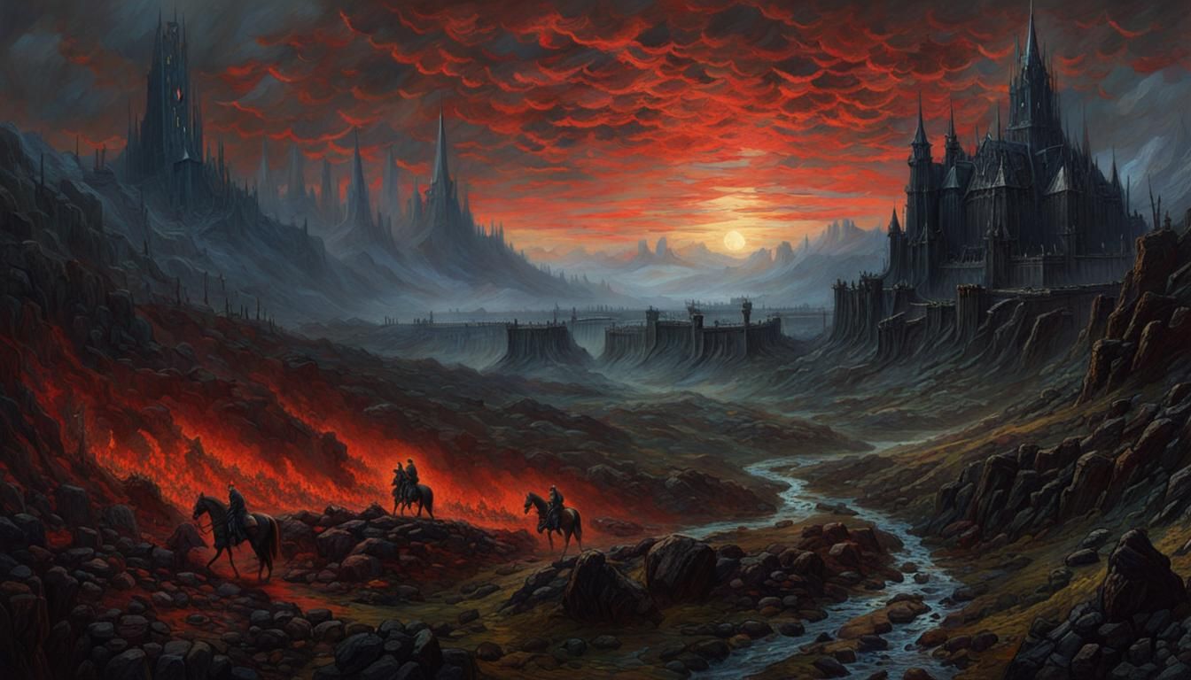 Epic Dark Fantasy Battlefield as Painting