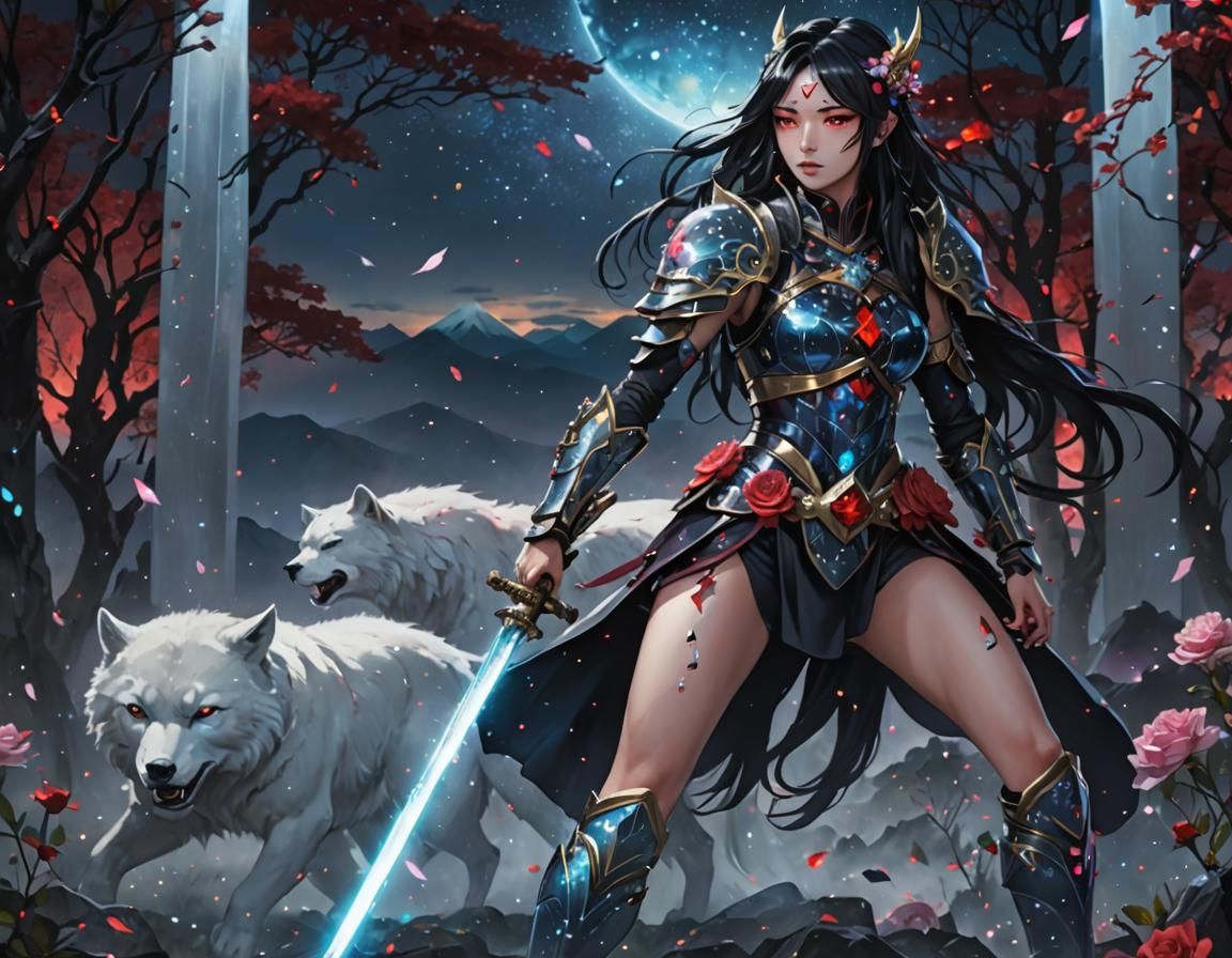 Warrior Girl Under Mount Fuji: Anime Style
