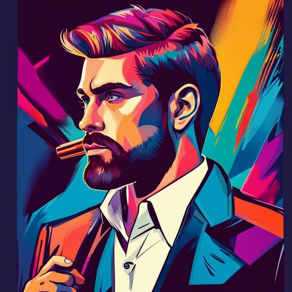Pop Art Portrait of Debonair Secret Agent
