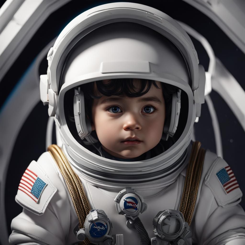 Astronaut Toddler in Detailed Matte Painting
