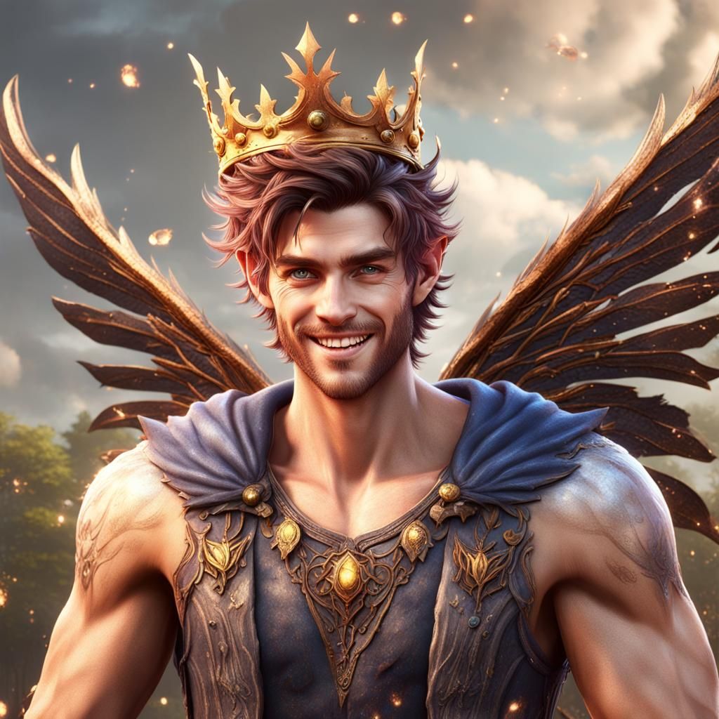Handsome Fairy Teen with Crown: Fantasy Art