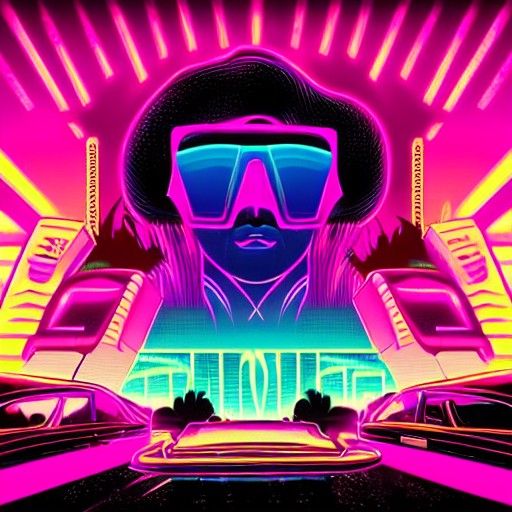 Synthwave Iron Butterfly in Neon Retro Style