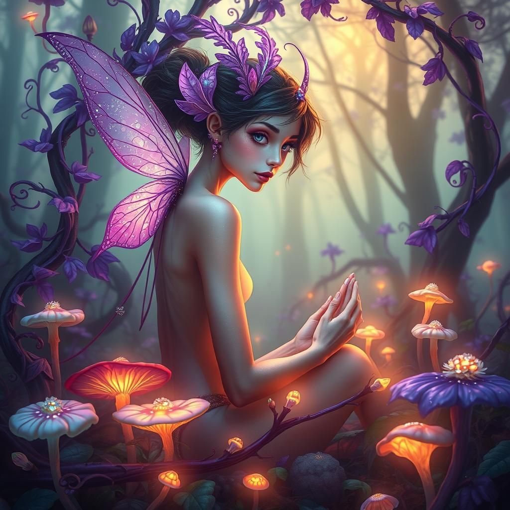 Luminescent Fairy in Mystical Forest