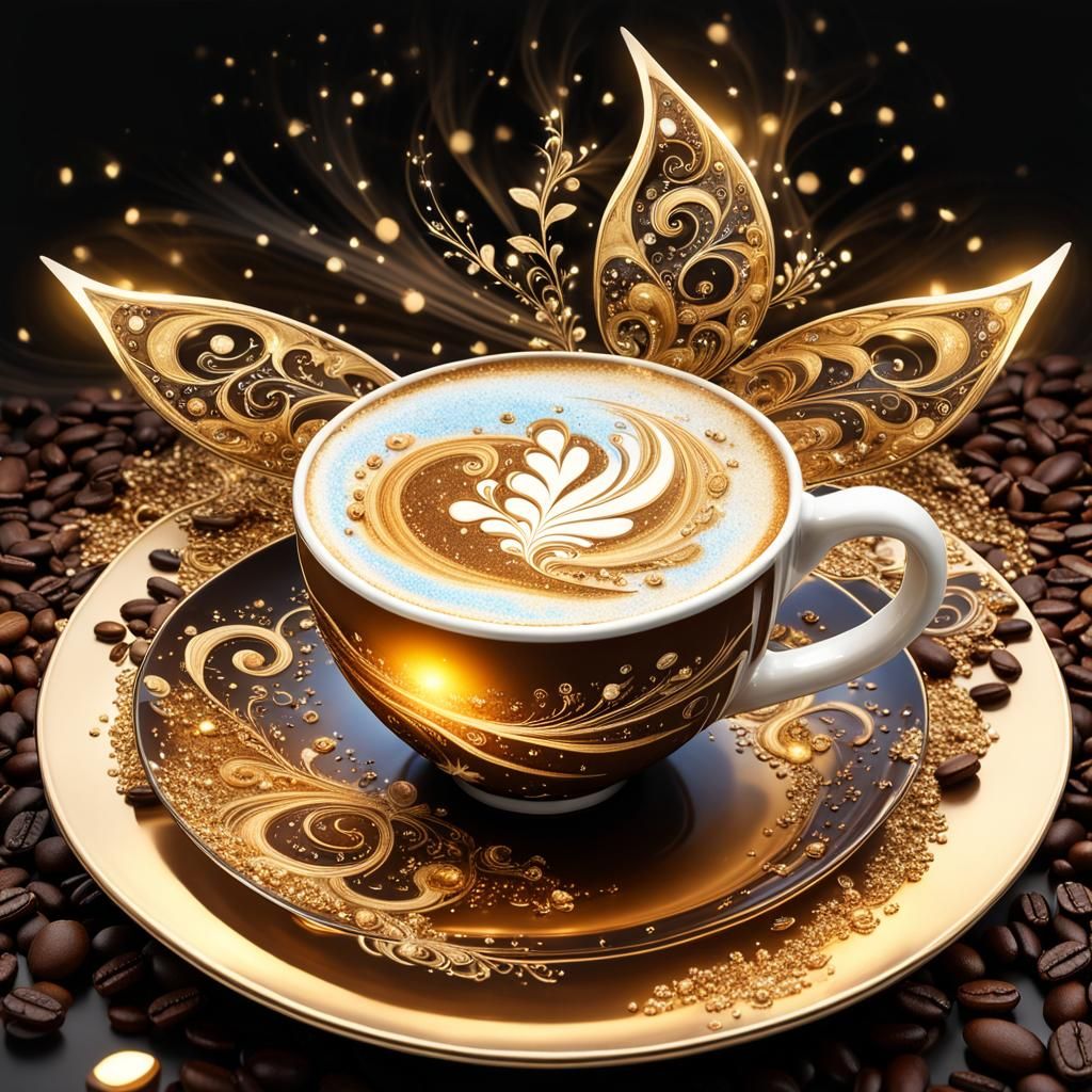 Dazzling Coffee Art with Jewels and Fractal Lights