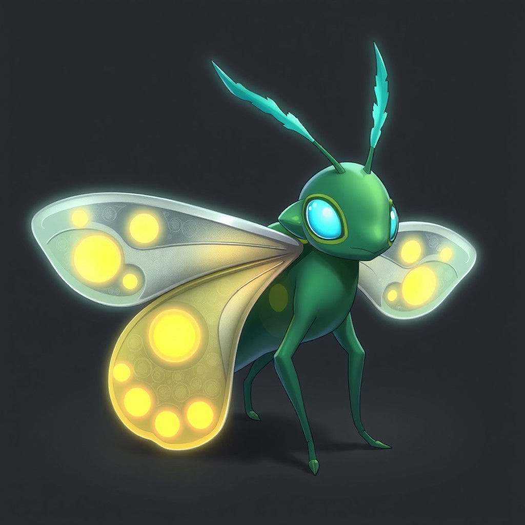 Luminescent Moth Pokémon in Anime Style