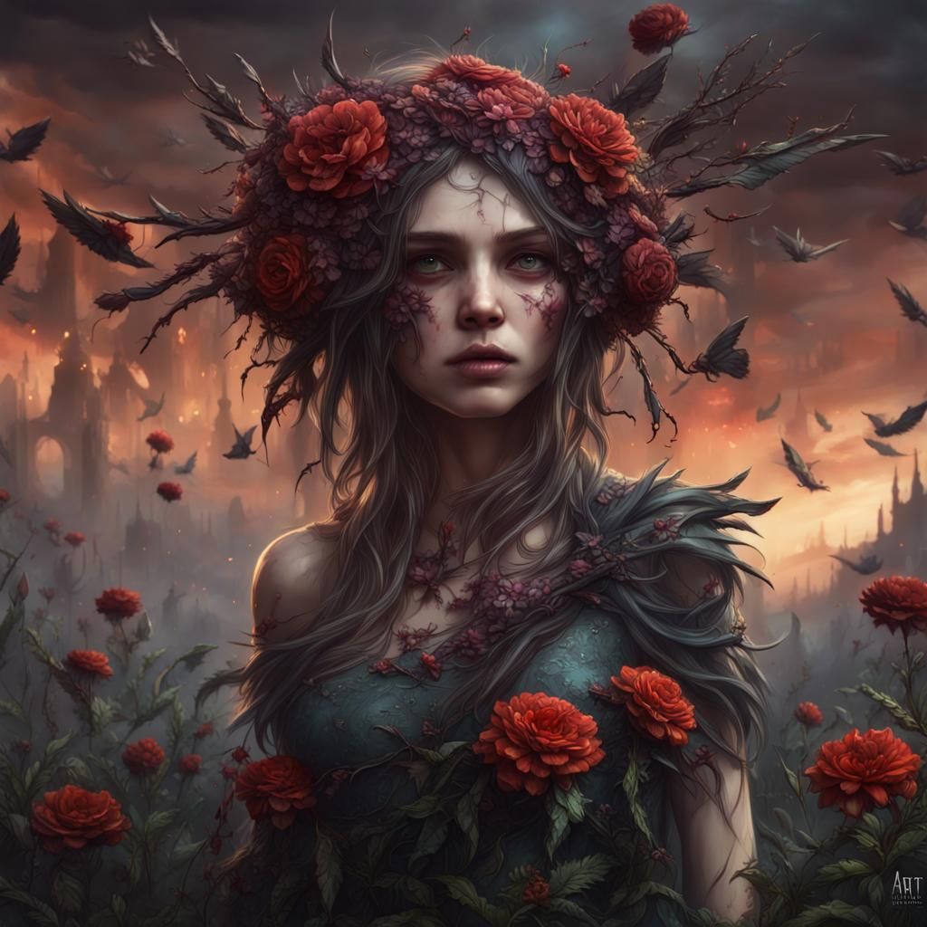 The cruelly trampled flower, looks like love that is pain. L...