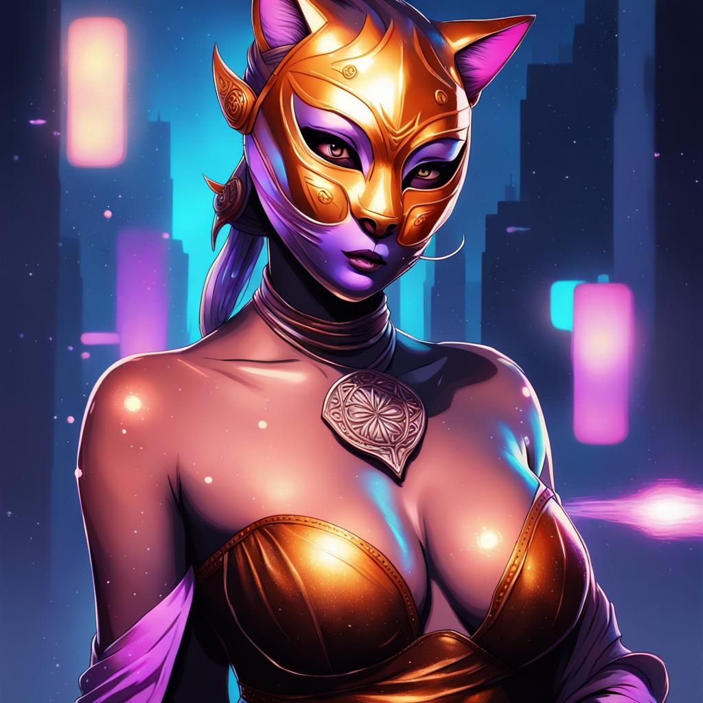 Galaxy Pastel Goth Ninja in Comic Book Art Style