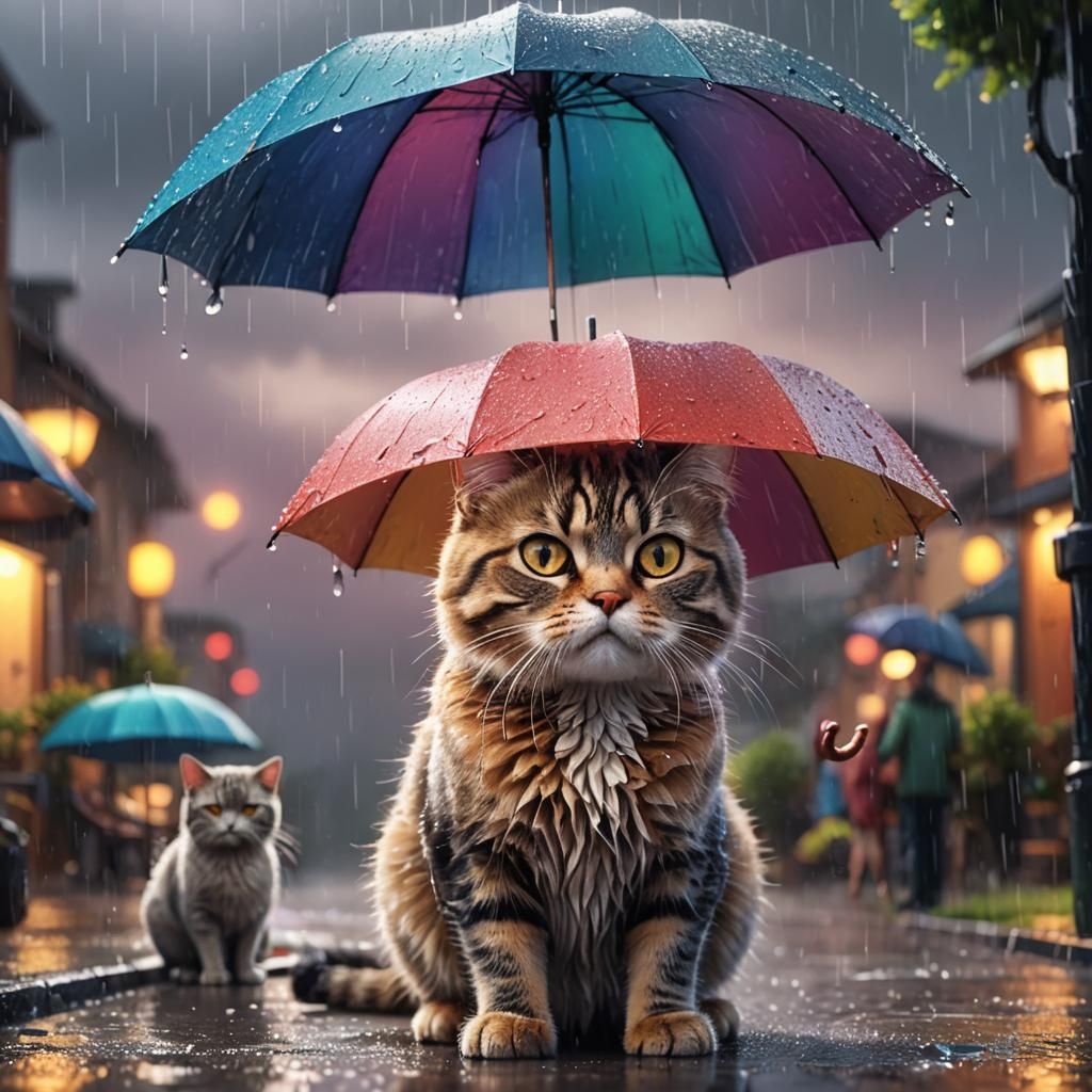 Sad Cat Seeks Shelter in Rainy Pixar Scene