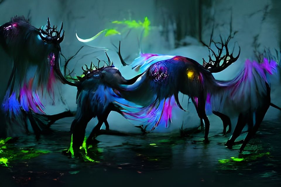 Undead Celestial Elk: Dark Fantasy Concept Art