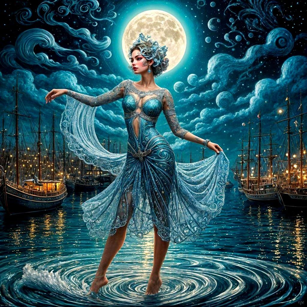 Glittering Harbor Scene by Ron English