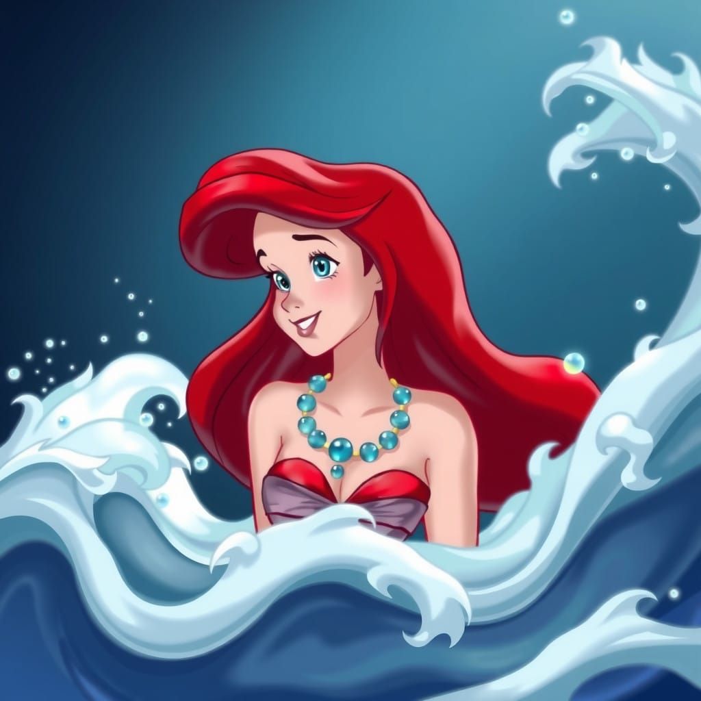 Ariel's Oceanic Splendor in Vibrant Red Hues