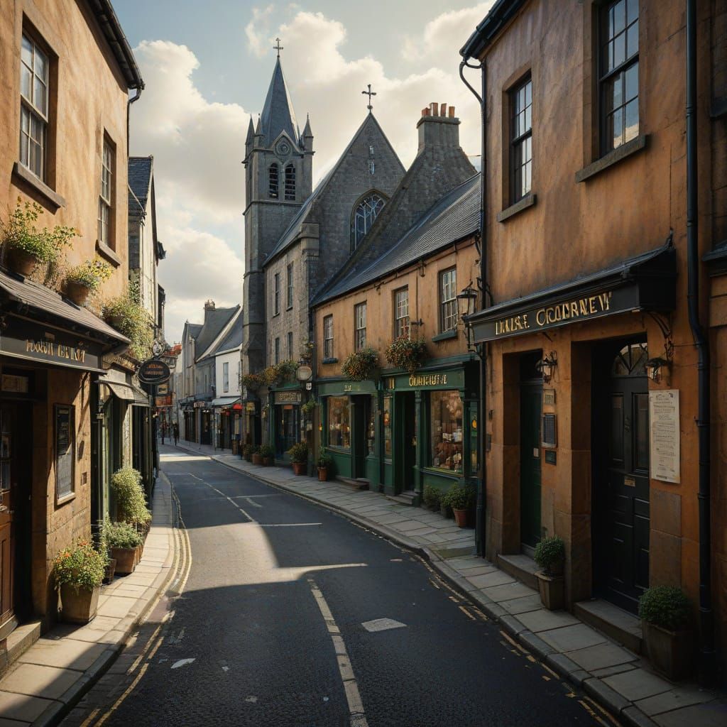 Ennis Ireland Town Center Pen and Ink Drawing