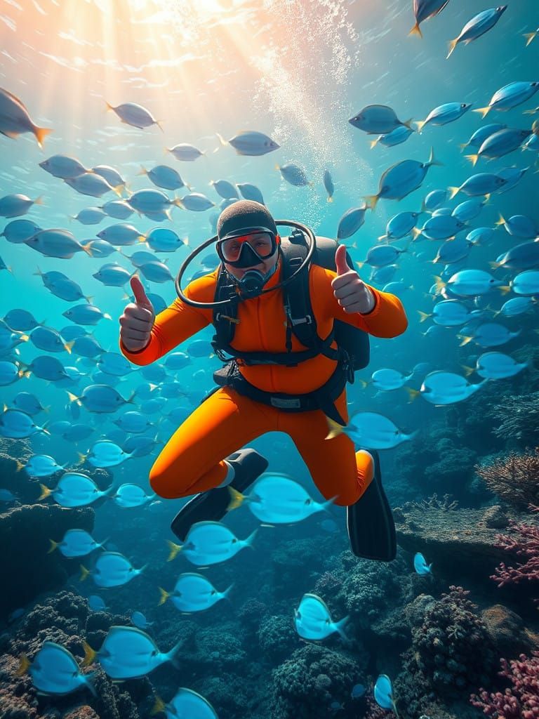 Diver in Futuristic Underwater Realm